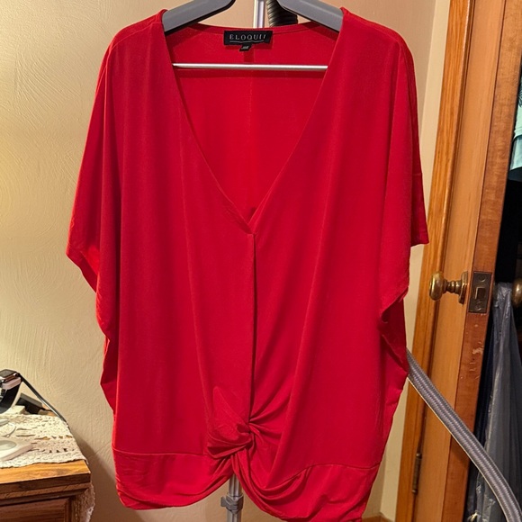 Eloquii Tops - Eloquii Red Dolman Sleeve Tie Front Blouse. Size 14/16. Like new